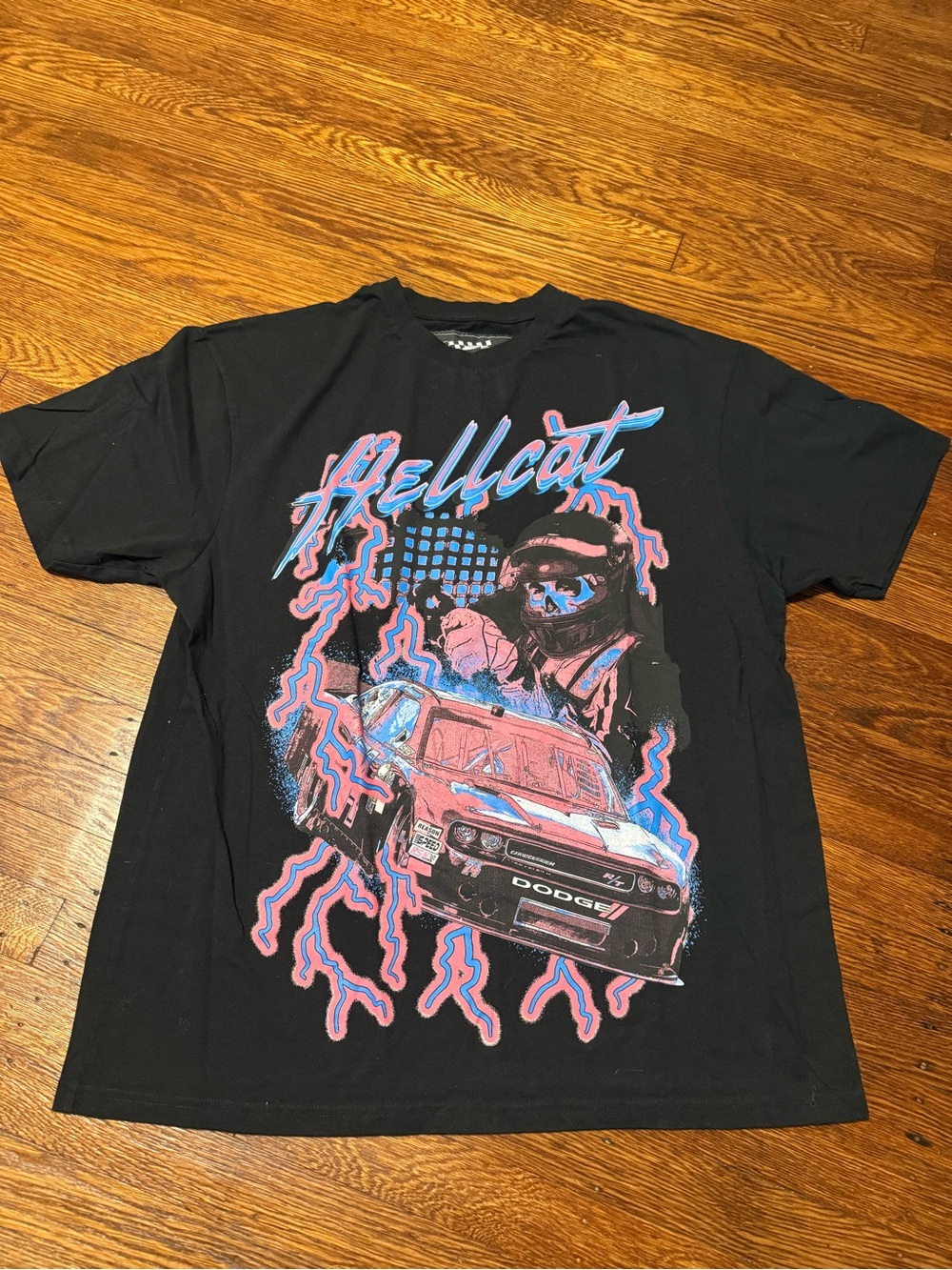 Dodge x Reason Hellcat Graphic Print Black Tee Men's XL Crew Neck Short Sleeve